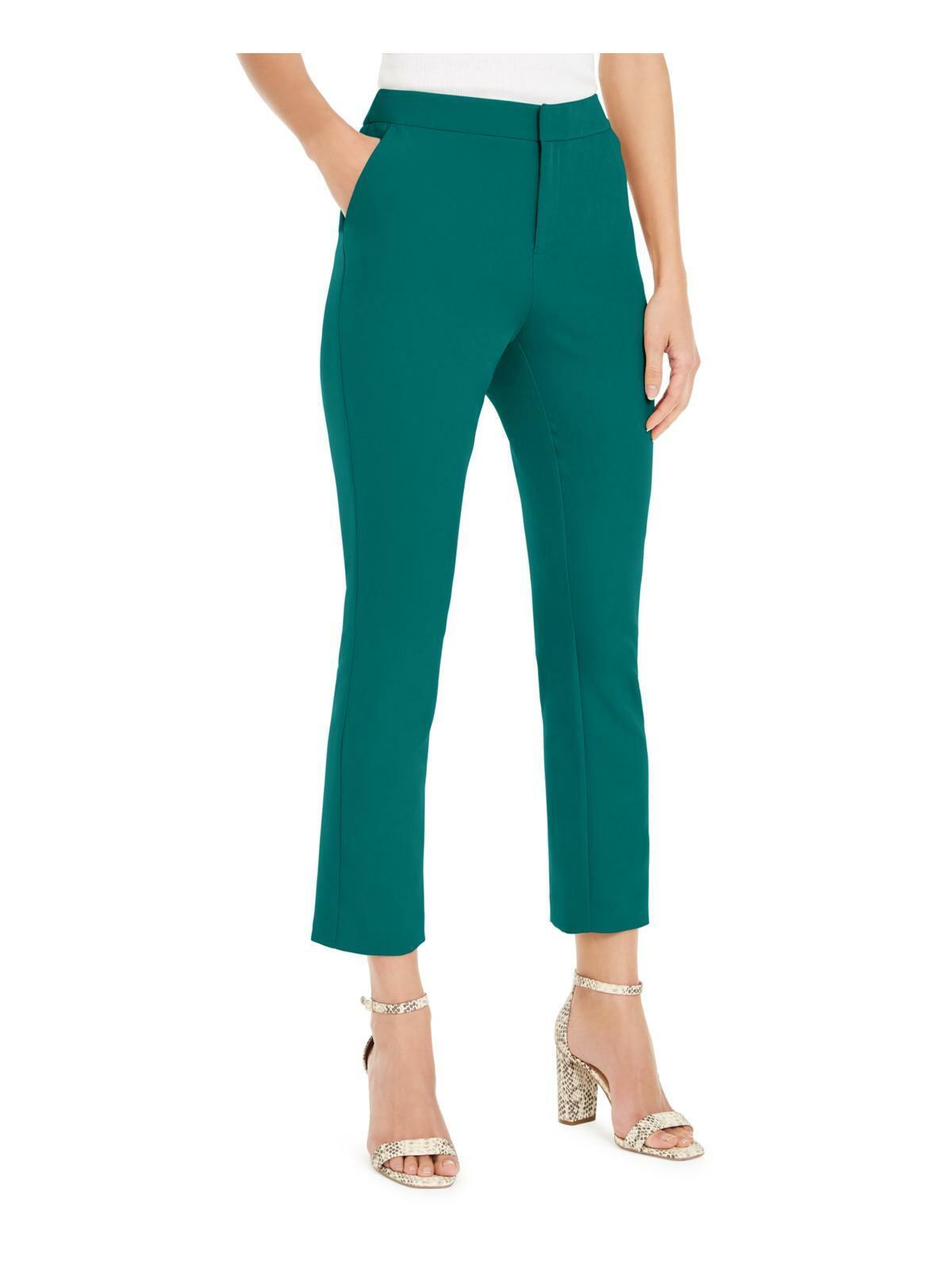 INC Women's Green Slim Leg Mid-Rise Regular Fit Ankle Pants Trousers Size 4