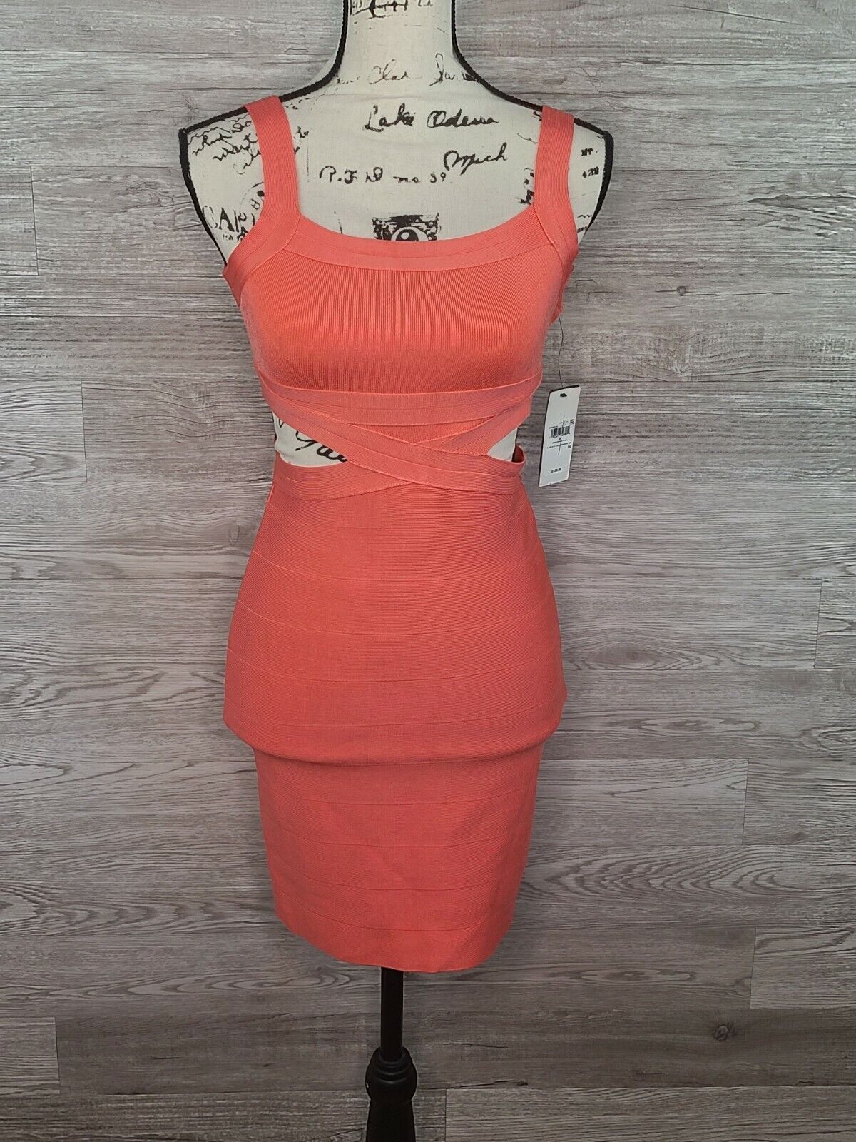 Guess Women's Orange Alessia Sleeveless Open-Back Bandage Dress Size Medium