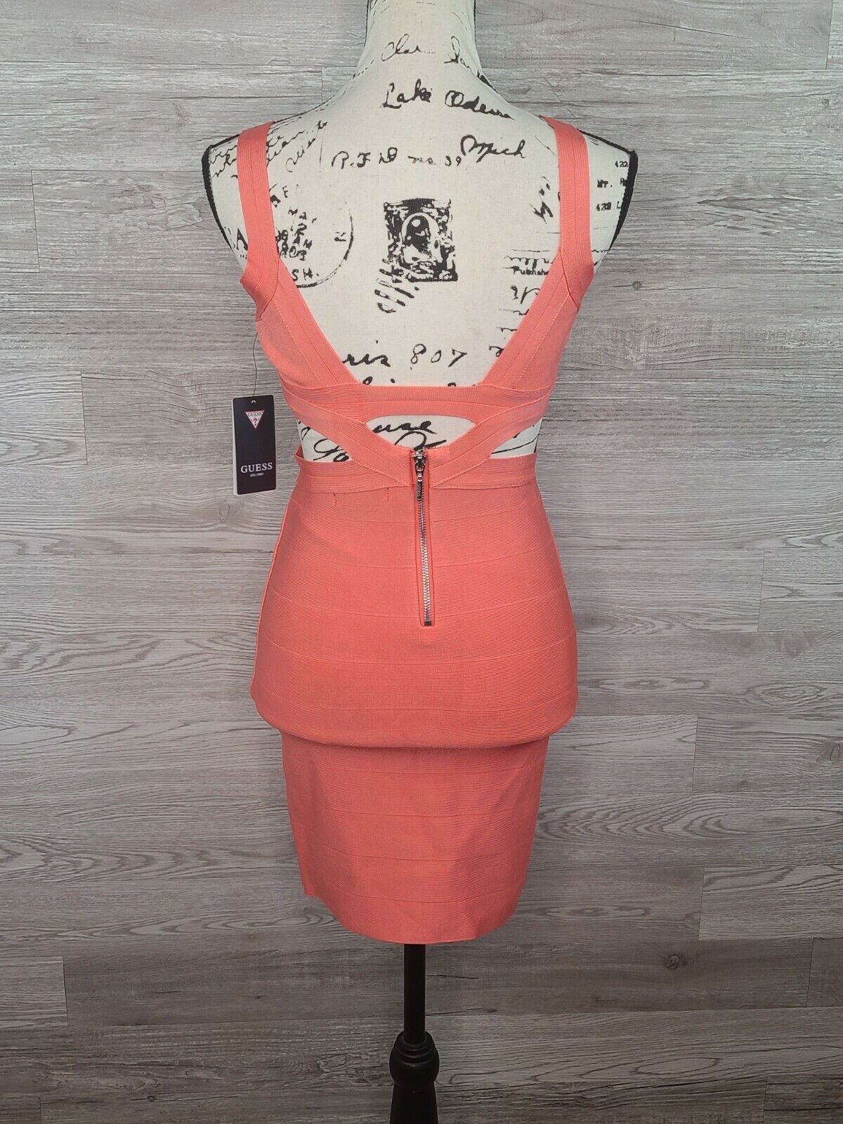 Guess Women's Orange Alessia Sleeveless Open-Back Bandage Dress Size Medium