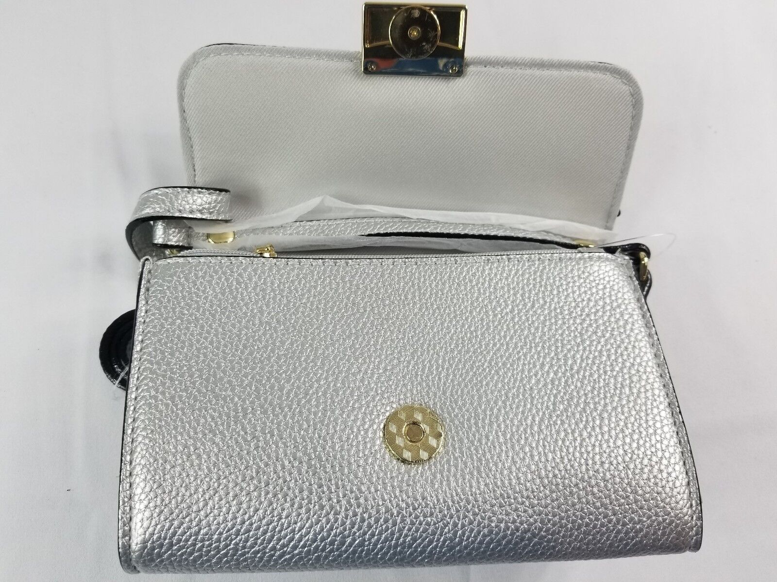 A New Day Women's Silver Flap-Close Wallet / Purse with Cross-body Strap