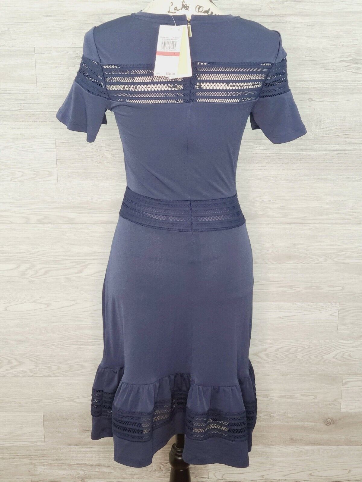 Michael Kors Women's True Navy Blue Mesh Mix Short Sleeve Dress Size XS