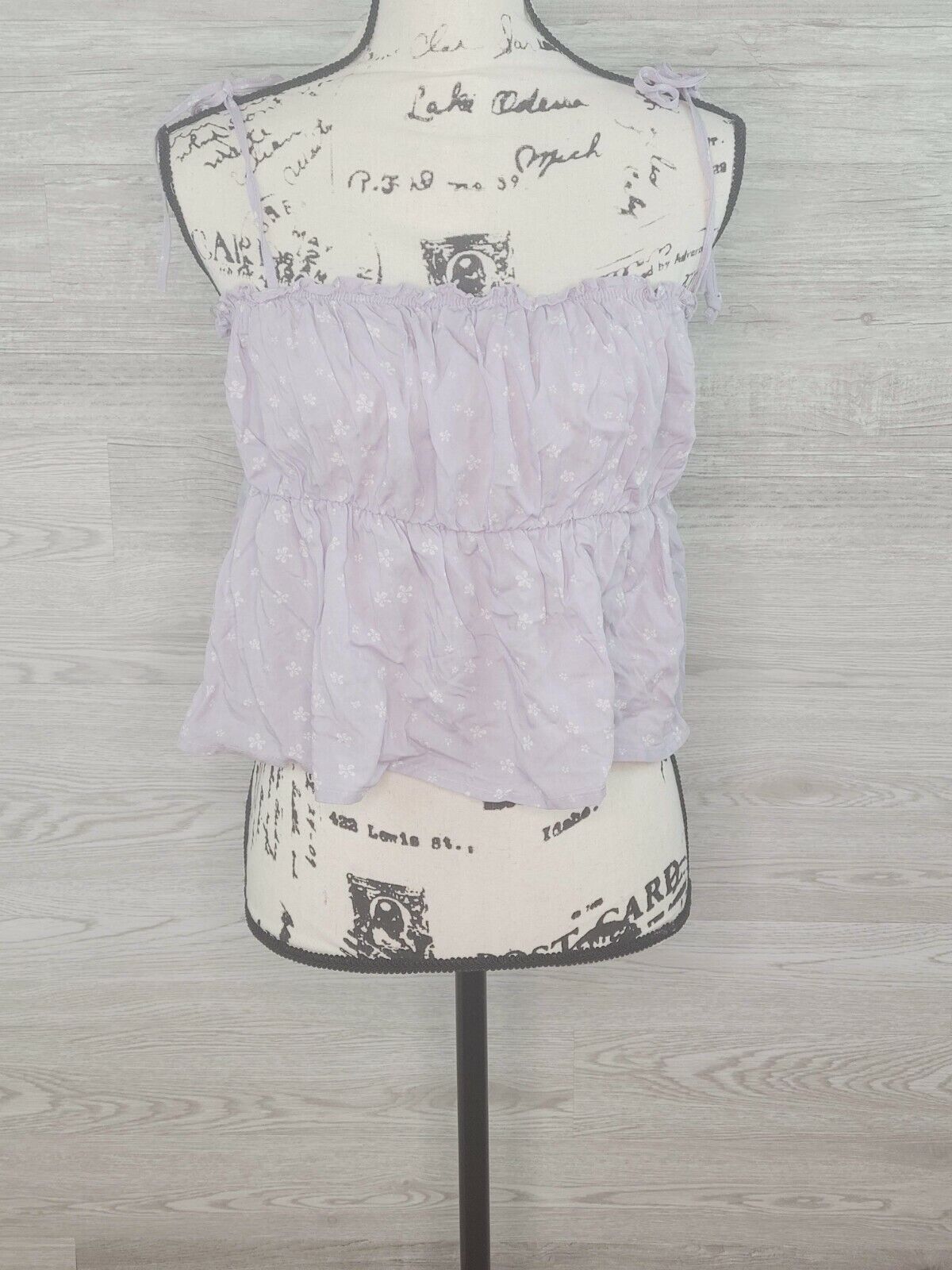 Lottie Moss PacSun Lavender Tie Strap Slit Back Babydoll Tank Top Size Large