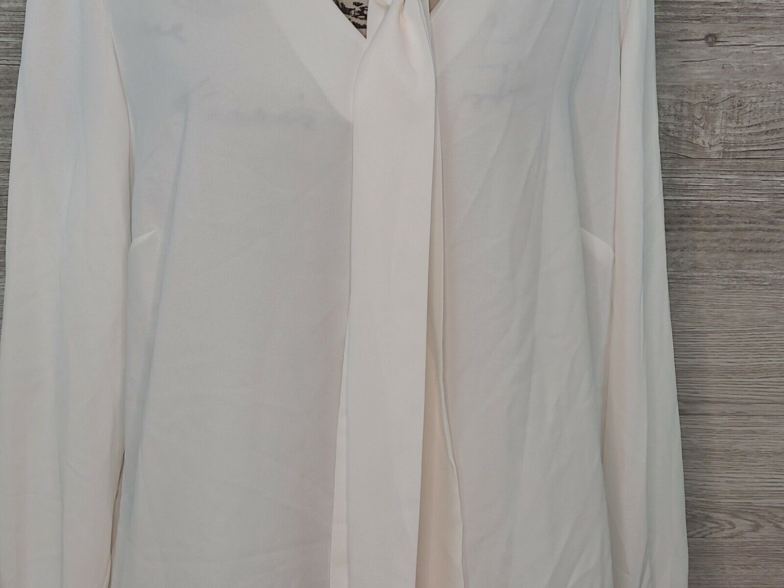 BAR III Women's White Long Sleeve Plus Size Tie-Neck Blouse Shirt Size 1X